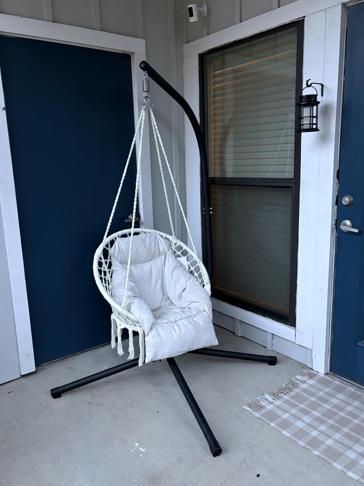 SONGMICS Hanging Chair, Boho Swing Chair with Large, Thick Cushion | Hammock Chair, Holds up to 264 lb, Accessories Included, Cream White, SOGNIA Collection customer photo 1