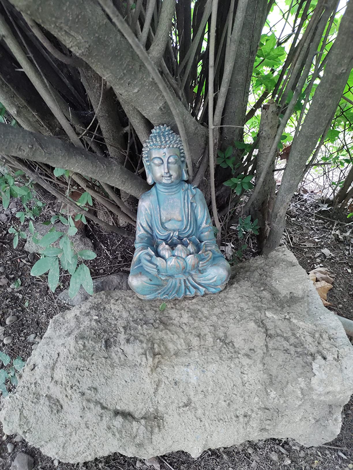 TERESA'S Collections Meditating Buddha Statue for Garden Decor with Outdoor Solar Lights, Large Resin Outdoor Decor Garden Statue Sculpture for Home Lawn Yard Decor Gifts for Mom, 10.4'' customer photo 1