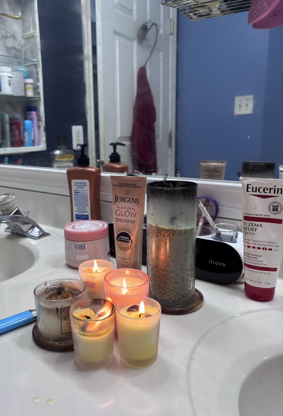 Soy Candles with Healing Crystals. Citrine, Rose Quartz, Amethyst Crystal. | Eucalyptus + Lemongrass, Jasmine + Sandalwood, Clary Sage + Lavender. 3PC Scented Crystal Candle Set, 2.47oz Each customer photo 1