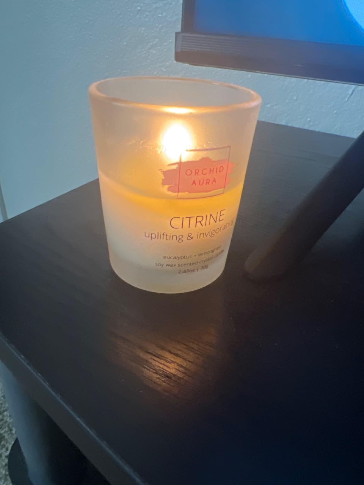 Soy Candles with Healing Crystals. Citrine, Rose Quartz, Amethyst Crystal. | Eucalyptus + Lemongrass, Jasmine + Sandalwood, Clary Sage + Lavender. 3PC Scented Crystal Candle Set, 2.47oz Each customer photo 2