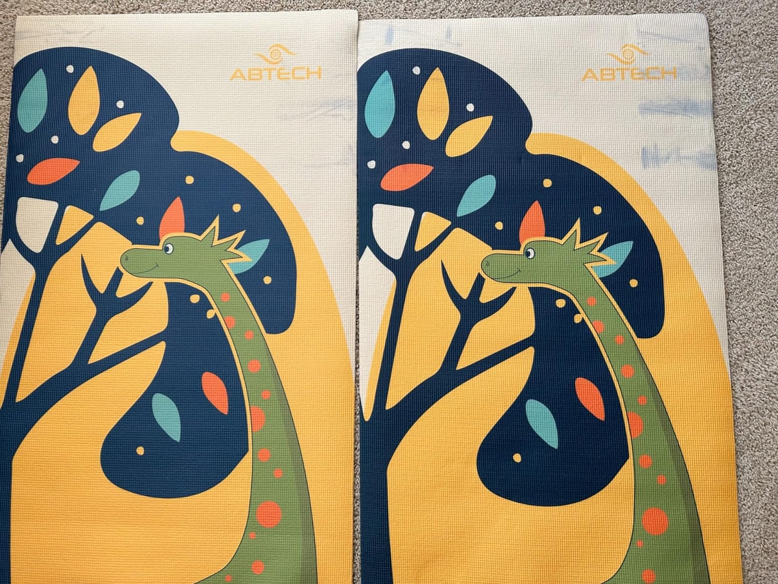 Kids Yoga Mat Set - Comfortable Dinosaur Kid Yoga Mat Boy with 12 Yoga Cards, Storage Bag, Beige Play Mat Thick for Gymnastics Mat, Exercise Mat, No-Toxic and Non-Slip for Ages 3-12 customer photo 1