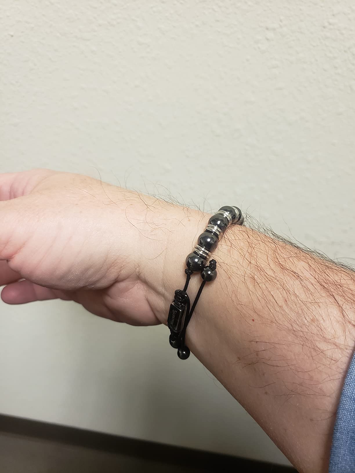 MagnetRX Magnetic Hematite Bracelet - Max Strength Magnet Stones - Beaded Magnetic Bracelets for Men and Women (Silver Titan 8mm Bead) customer photo 2