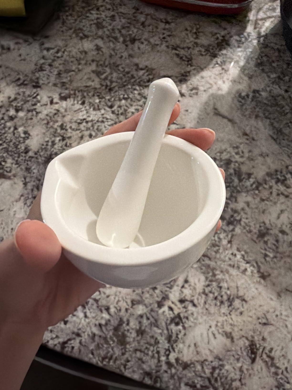 LEETOYI Small Ceramic Mortar Pestle Set, Herb Grinder Pill Crusher 3.3-inch customer photo 1