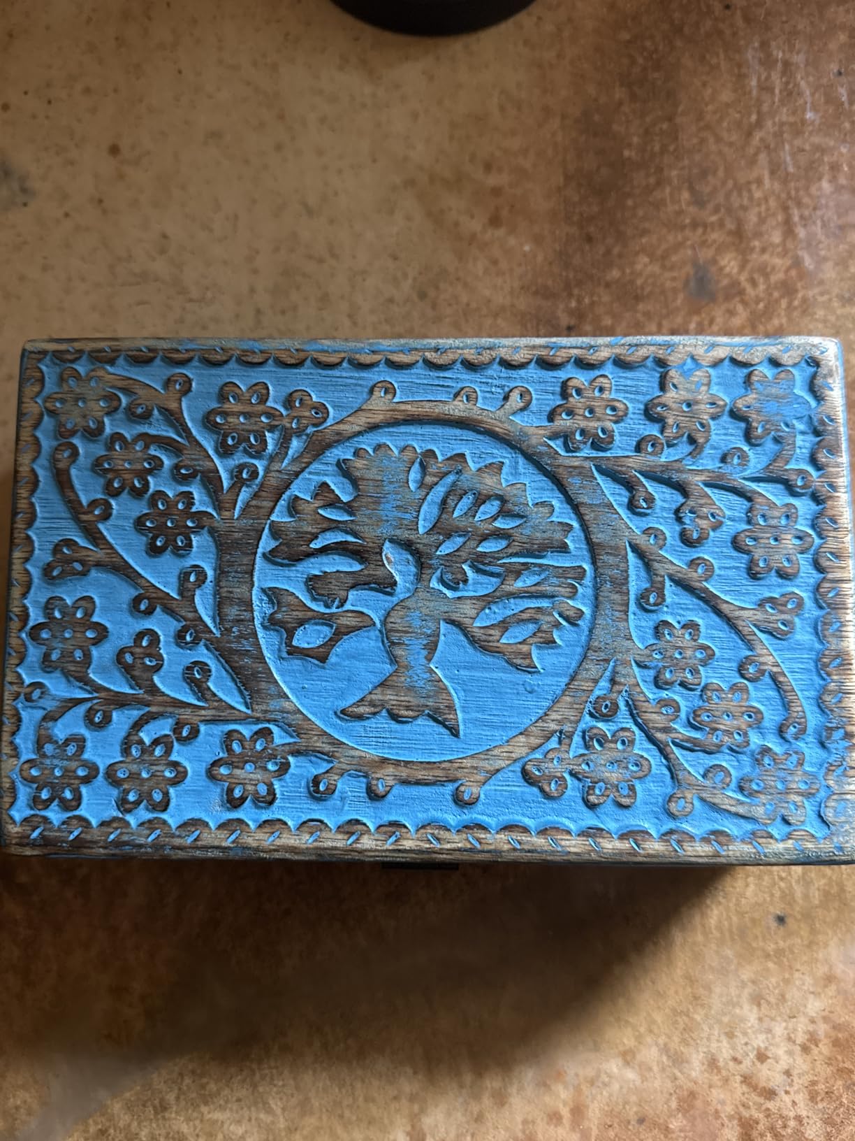 Wooden Jewelry Box, Tarot Box, Celestial Home Decor, Witch Box, Tree of Life, Trinket Box, Size 8