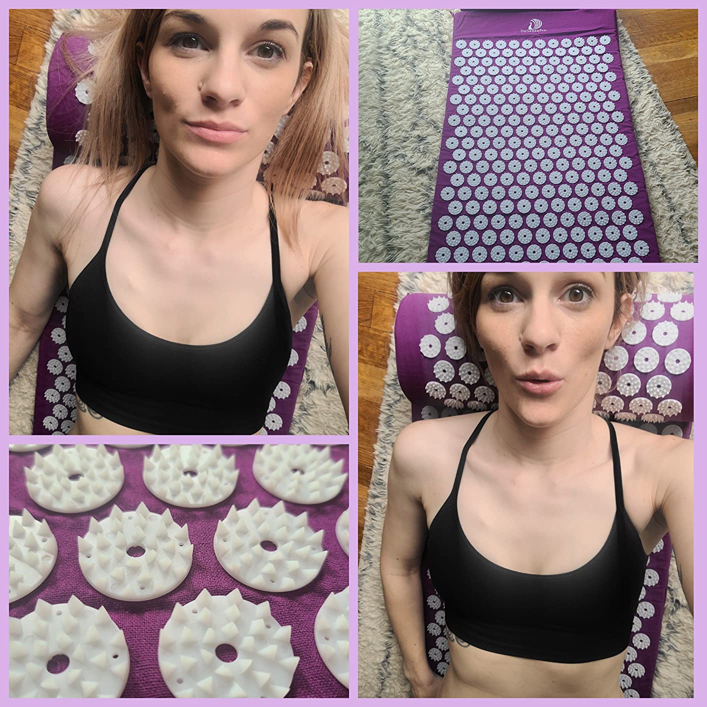 Acupressure Mat & Pillow Set - Acupressure Therapy for Back and Neck Pain Relief, Sciatica, and Pressure Point Aches, Ideal Acupuncture Mat for Sleeping Aid & Recovery (Black) customer photo 2