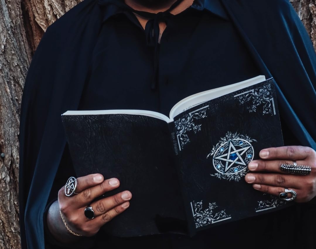 Book Of Shadows: Blank Dotted Journal | Empty Grimoire Notebook | 150 Pages, Large Format | Beautiful Decorated Interior | Pentagram Cover | Witch Wiccan Supplies and Tools Spellbook customer photo 1
