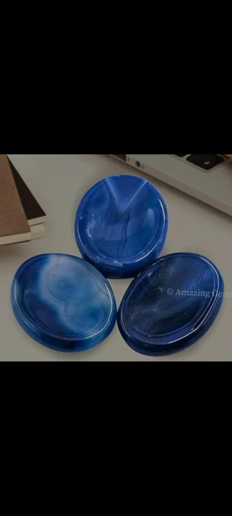 Alma Blue Agate Crystal Worry Stones for Anxiety, 1.5