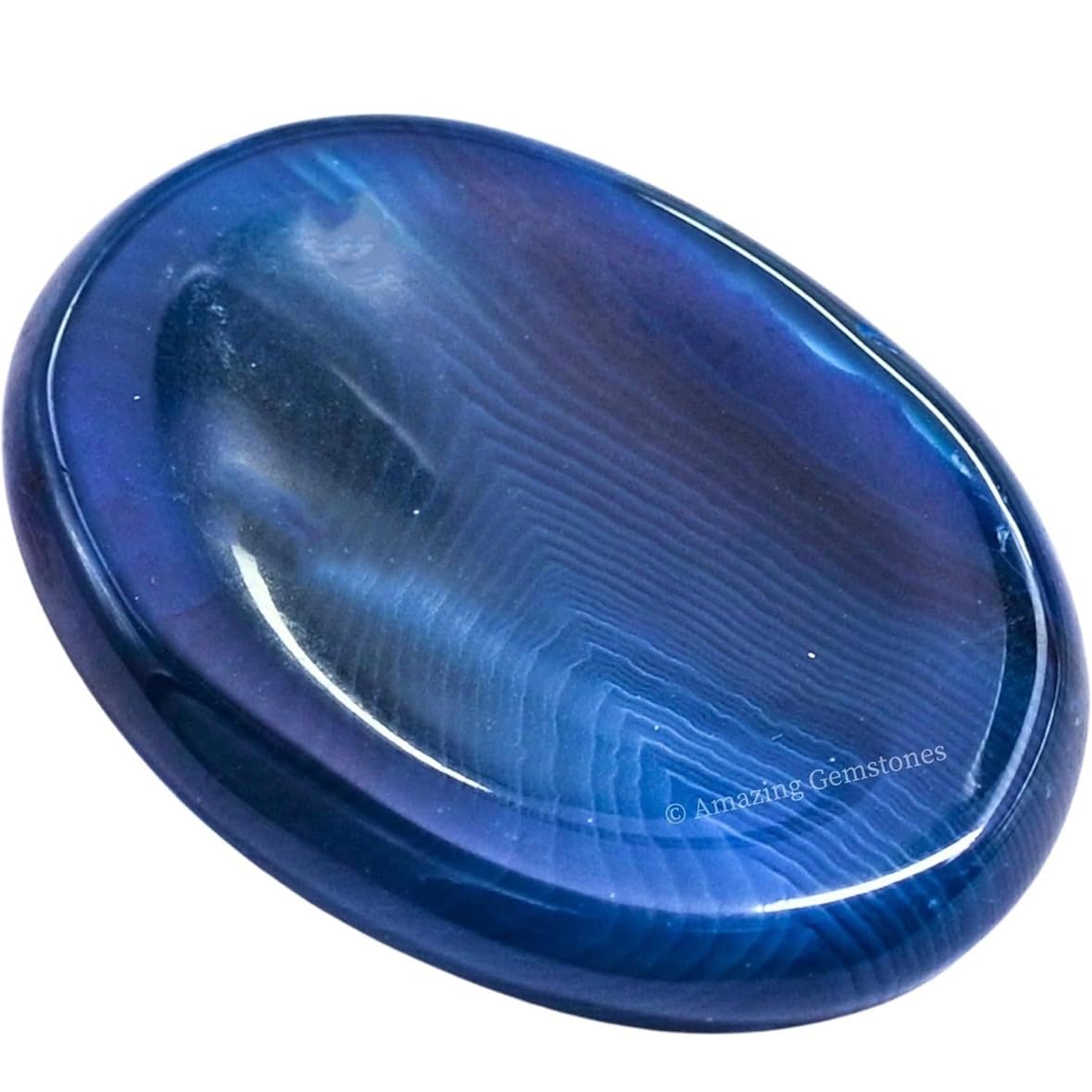Alma Blue Agate Crystal Worry Stones for Anxiety, 1.5