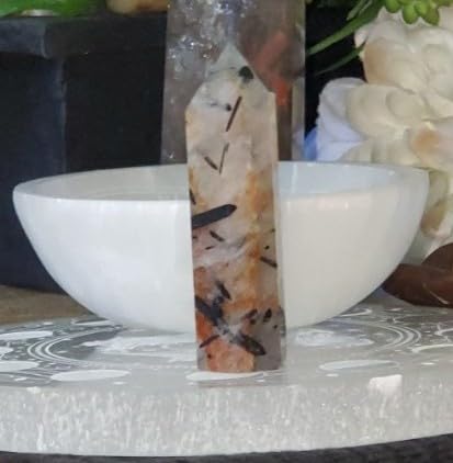 Black Rutilated Quartz Healing Crystal Hexagonal Pointed Prism Decor | Natural Gemstone, Wand Carved Stone Figurine, Home Decor, Reiki Chakra Towers, Large Stone, Protection for Healing customer photo 2