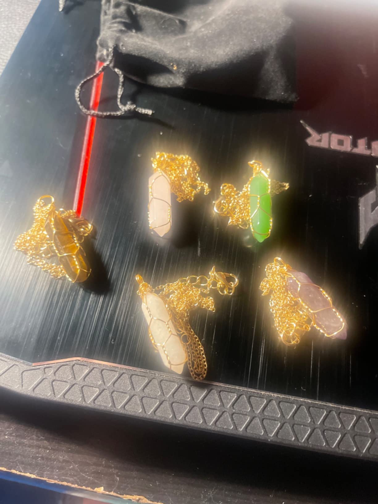 5 Pieces Crystal Necklaces, Healing Stones Spiritual Pendant Natural Gemstone Jewelry with Adjustable Chain for Women Girls customer photo 2