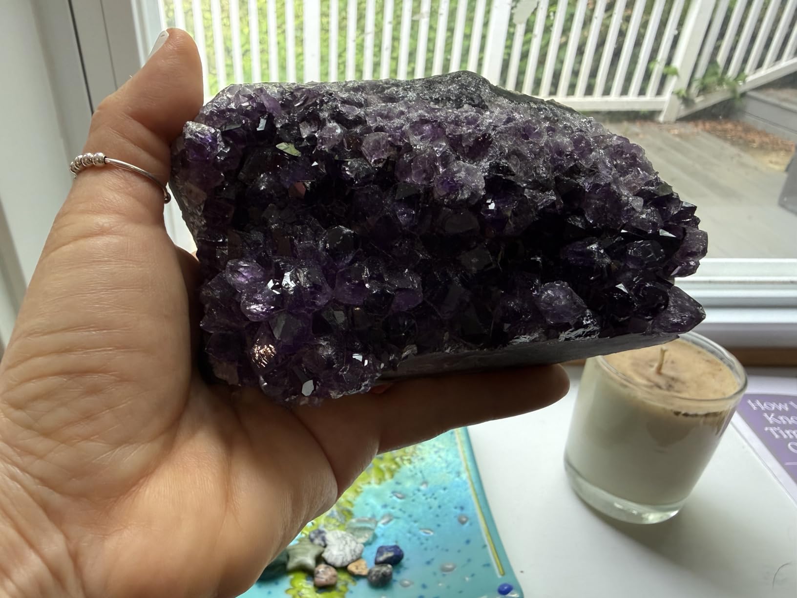 Raw Amethyst Stones and Crystals Rock, Healing Crystals(0.11Lb) | Natural Amathesis Crystal Clusters, Geodes with Crystals, Cuarzo Amatista Original, Real Amethyst Crystals Geode, Gemstones customer photo 1