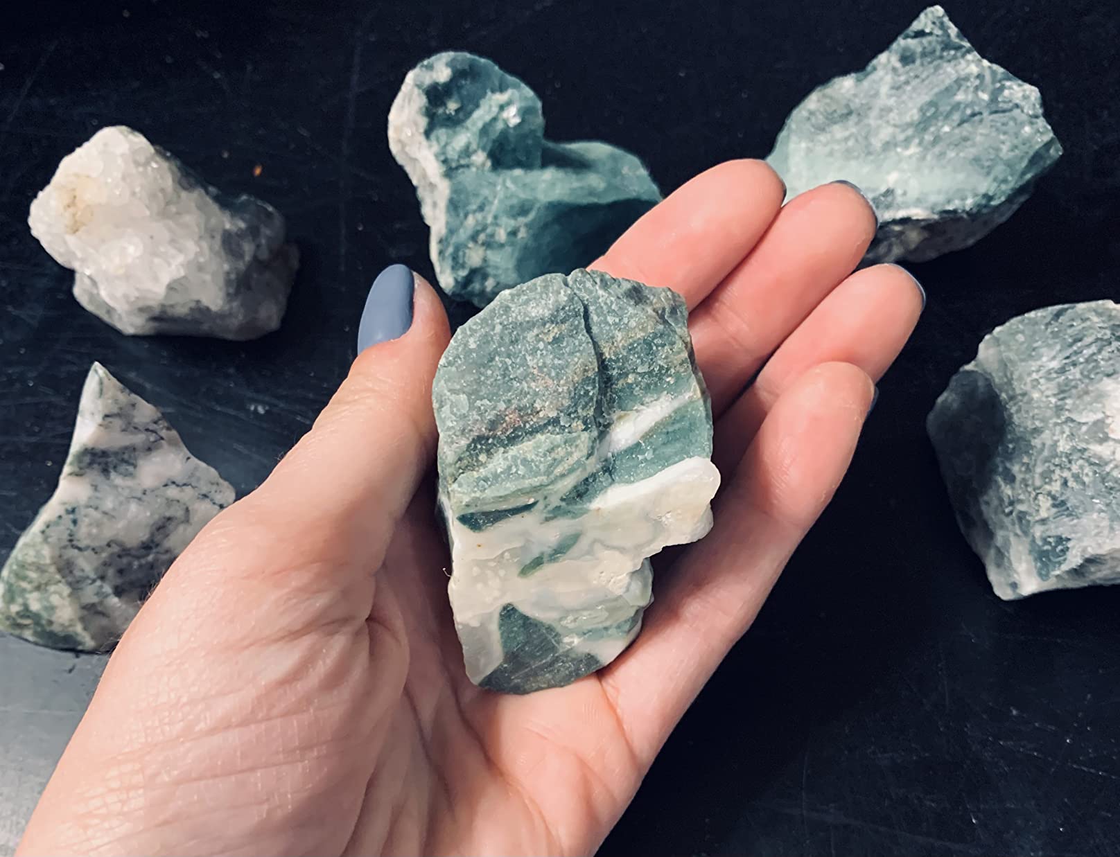 Zenkeeper 1Lb Raw Moss Agate Crystal Stone Rough Gemstones Fountain Rocks for Tumbling, Cabbing, Polishing, Wire Wrapping, Wicca & Reiki Crystal Healing customer photo 1