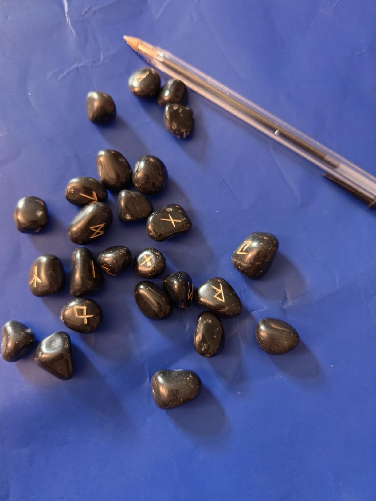 Black Agate Crystal Runes Set of 25 Engraved Rune Stones with Runes Book PDF customer photo 1