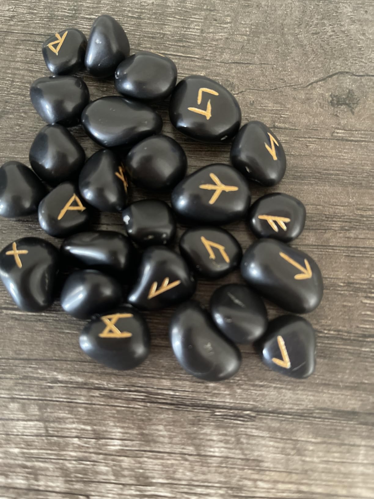 Black Agate Crystal Runes Set of 25 Engraved Rune Stones with Runes Book PDF customer photo 2