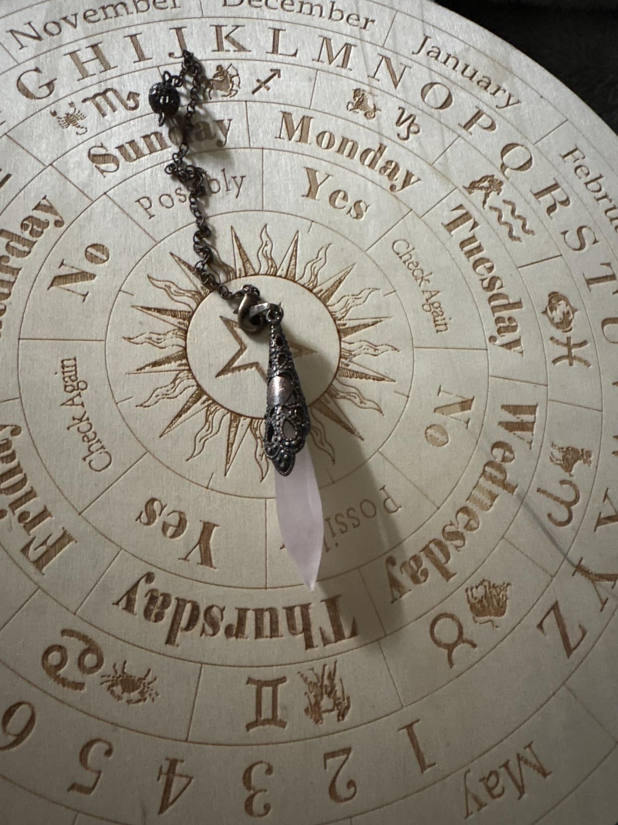 Star Pendulum Board Wooden Dowsing Board Divination Metaphysical Message Board for Witchcraft Wiccan Altar Supplies Kit Beginner Witchcraft Supply, Round Shape (9.8 Inch) customer photo 2
