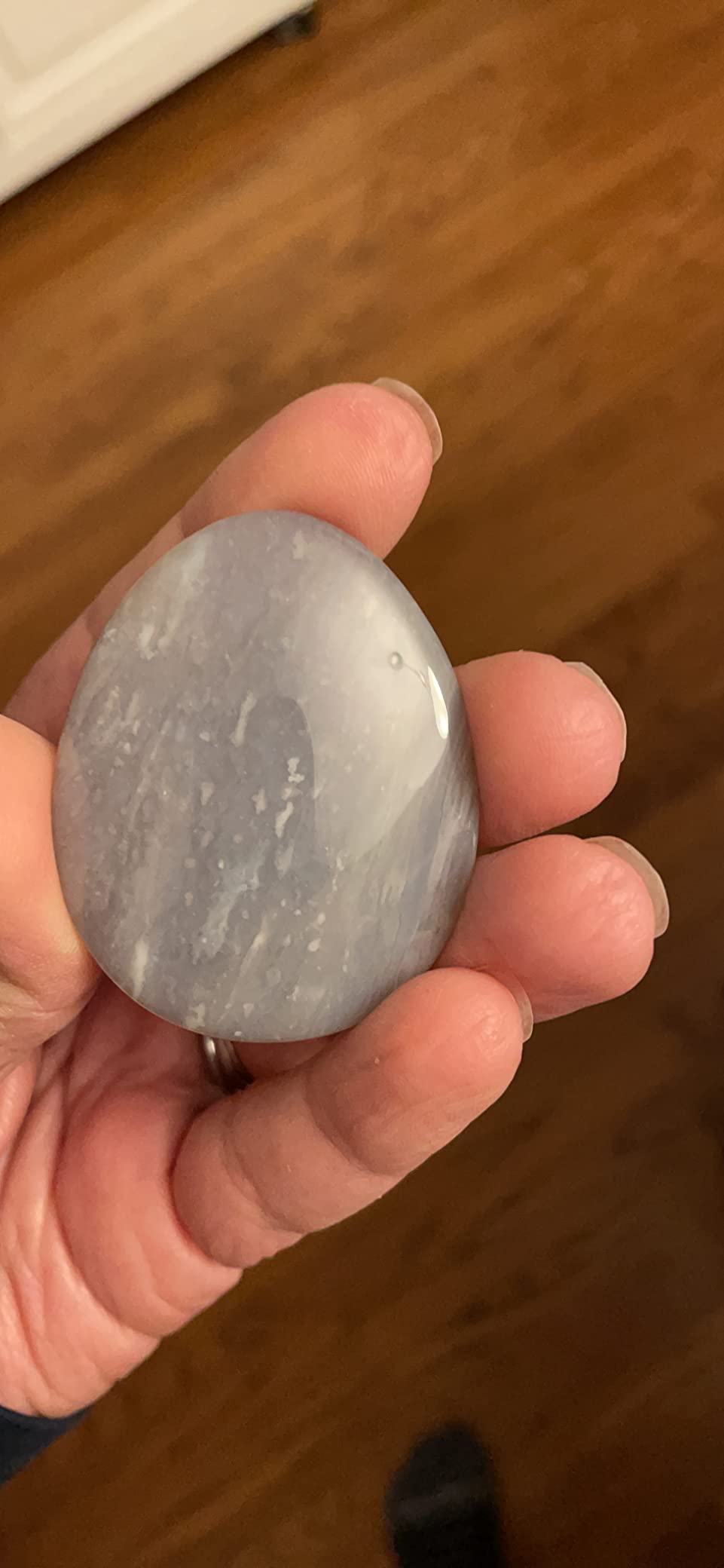 Natural Moss Agate Crystal Thumb Worry Stone, Hand Carved Healing Crystal Teardrop Pocket Stones for Anxiety Stress Relief Meditation customer photo 1