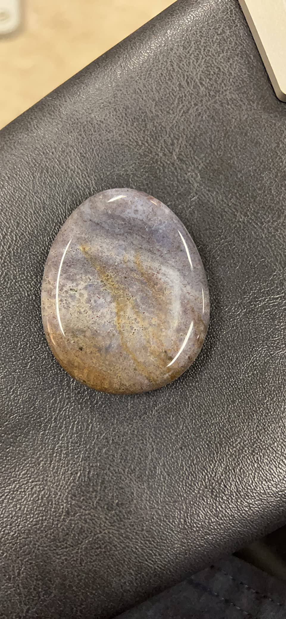 Natural Moss Agate Crystal Thumb Worry Stone, Hand Carved Healing Crystal Teardrop Pocket Stones for Anxiety Stress Relief Meditation customer photo 2