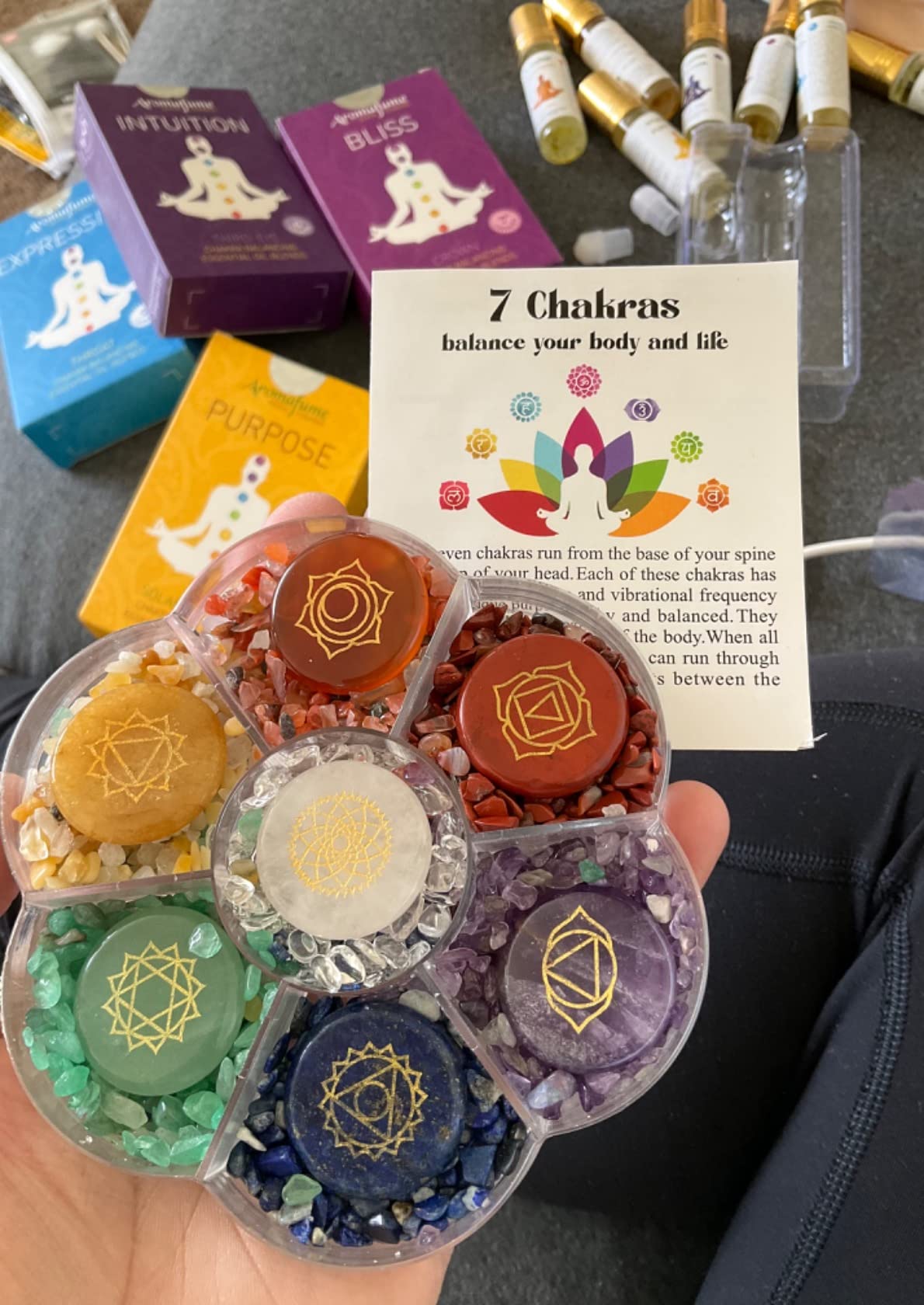 CrystalTears 7 Chakra Crystal Stones Natural Reiki Healing Crystals Gemstones with Engraved Chakra Symbol Tumbled Polished Chakra Stone Kit for Meditation Crystal Therapy Gift for Christmas customer photo 2