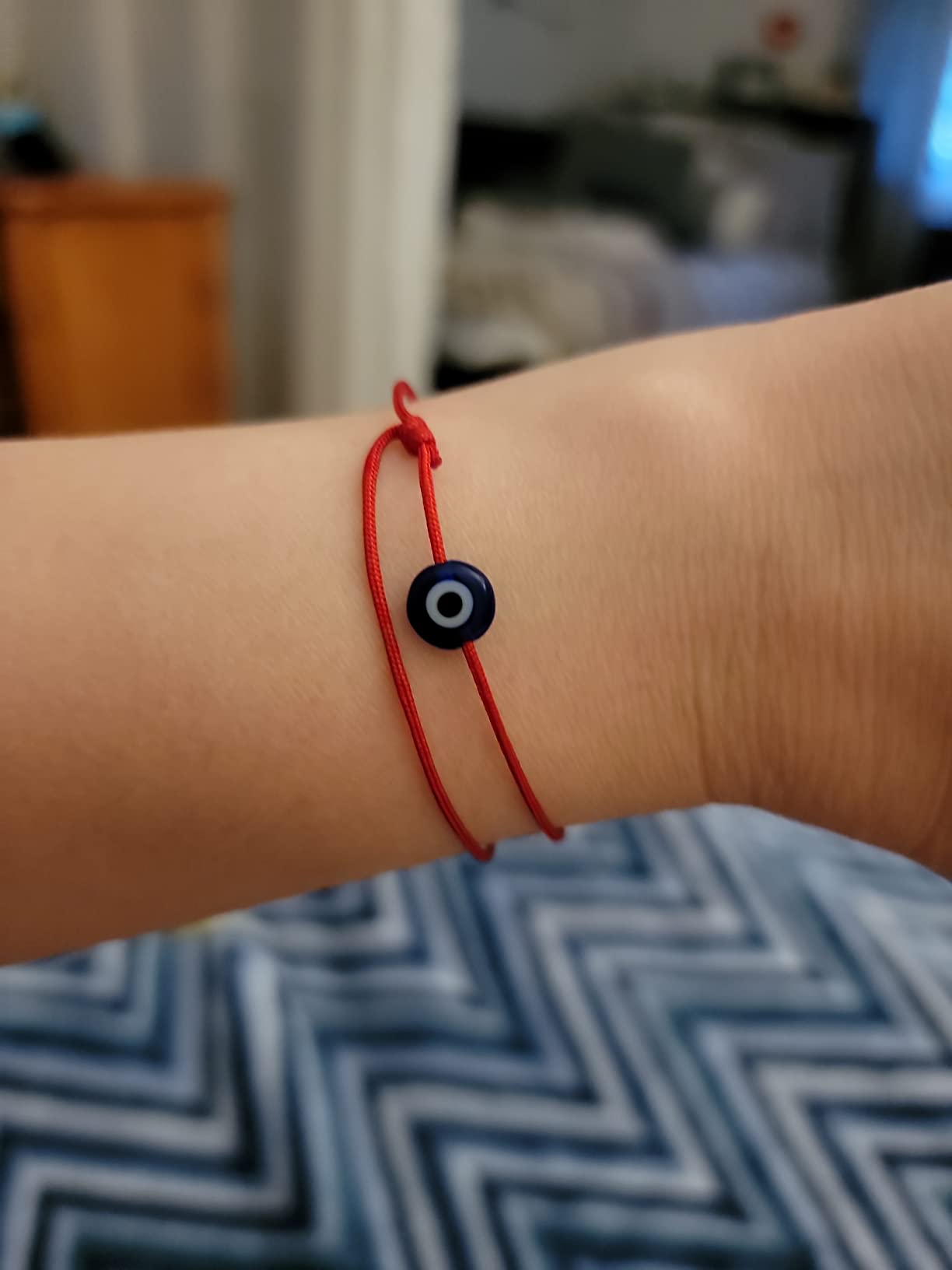 Genuine Evil Eye Protection Bracelet - Adjustable Red String Talisman | Handmade in USA Kabbalah Mal de Ojo bracelet with Turkish glass bead, good luck, water-resistant nylon, for men, women, teens customer photo 2