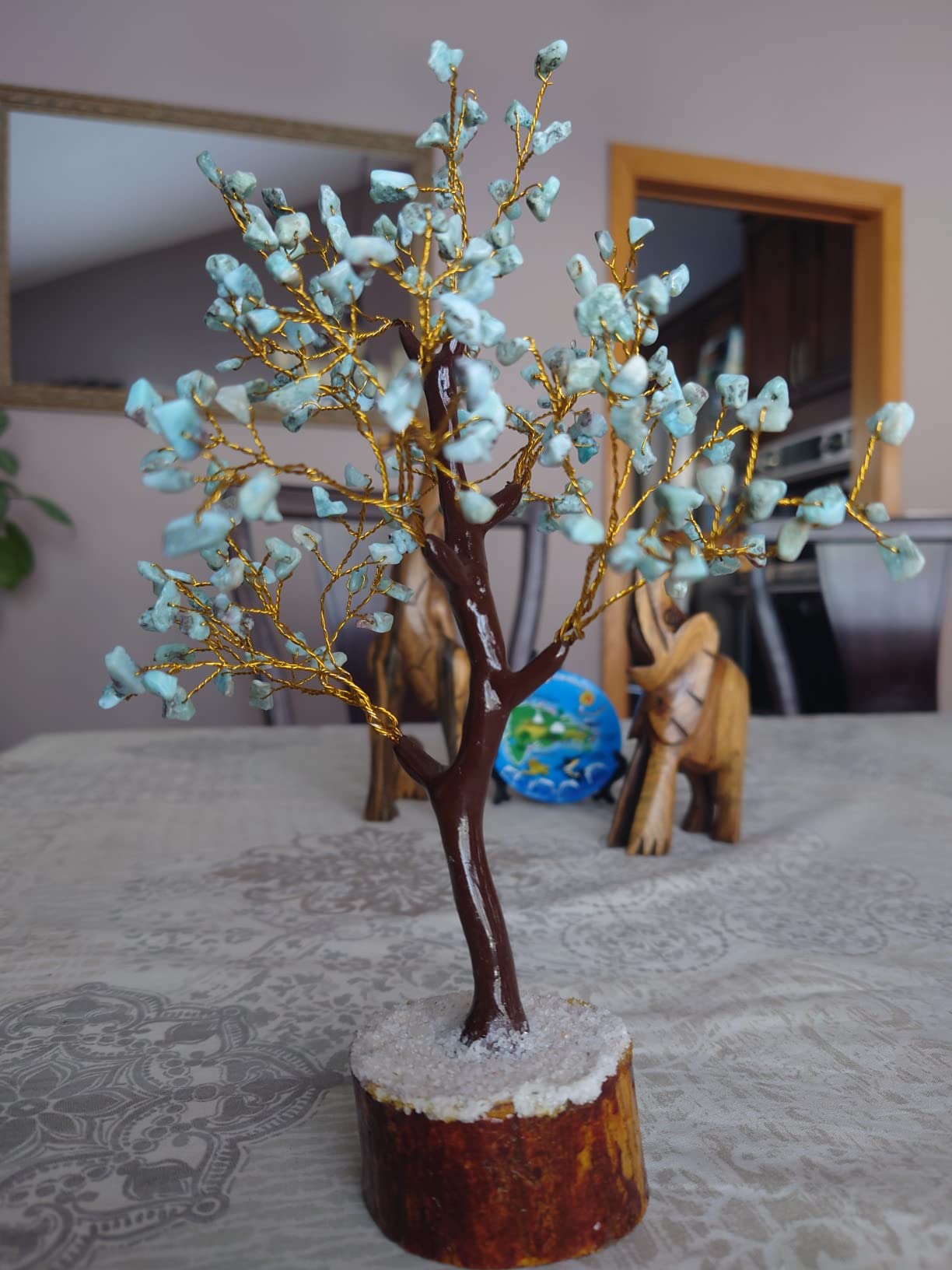 Larimar Tree of Life Crystal Tree for Meditation, Healing, and Home Decor | Larimar Gemstones with Natural Wooden Base Crystal Gift for Christmas - Spiritual Energy Decor for Balance and Harmony customer photo 1