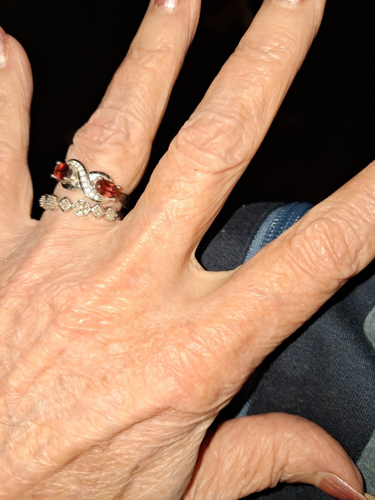 Gem Stone King Personalized Customized Engraved Infinity Ring | 925 Sterling Silver | Gemestone Birthstone | White Created Sapphire Accents | 2-Stone Forever Love Knot Ring For Women Her Mom customer photo 2