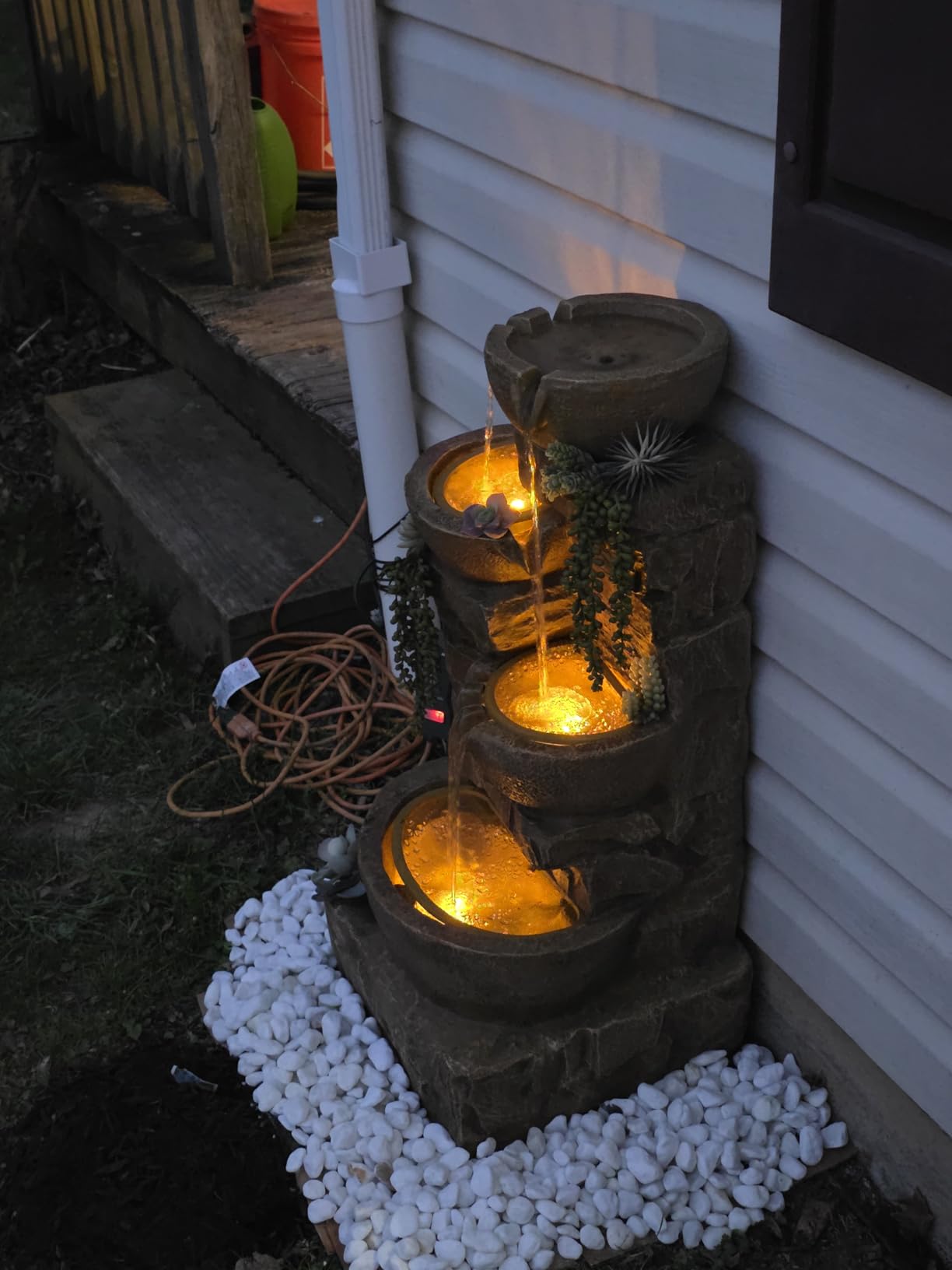 Teamson Home 39.37 in. Outdoor Faux Stacked Stone 4-Tier Water Fountain customer photo 1