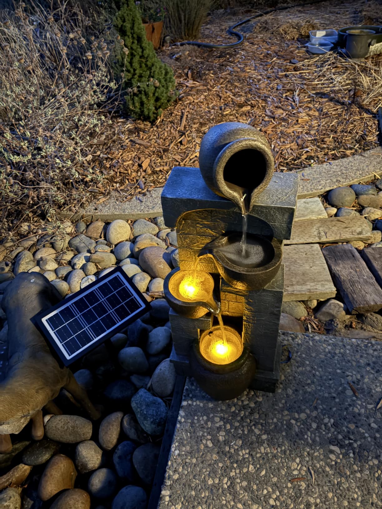 Teamson Home 39.37 in. Outdoor Faux Stacked Stone 4-Tier Water Fountain customer photo 2
