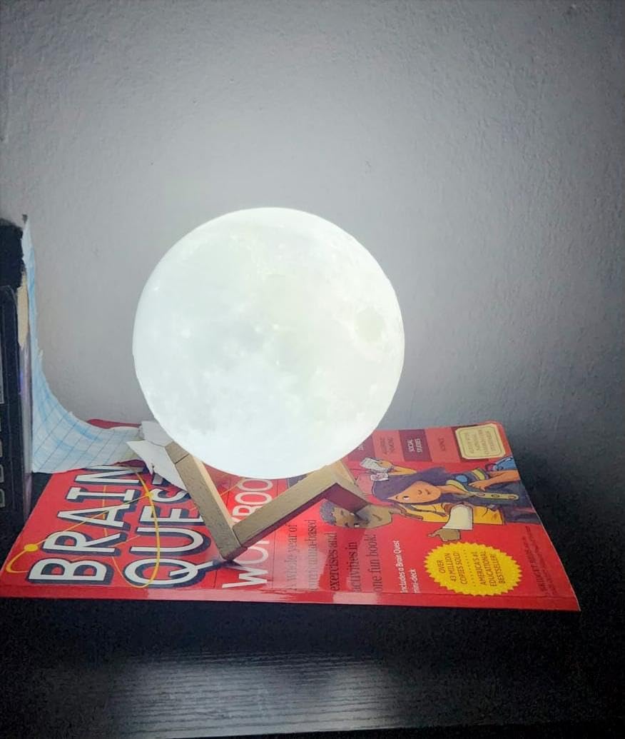 CPLA Moon Lamp Night Light for Kids Boys Girls Baby Nursery, 128LED Colors | Remote and Touch Control, USB Rechargeable, Timing, Dimmable, Wooden Stand, Kids Room Decor Birthday Gifts customer photo 2