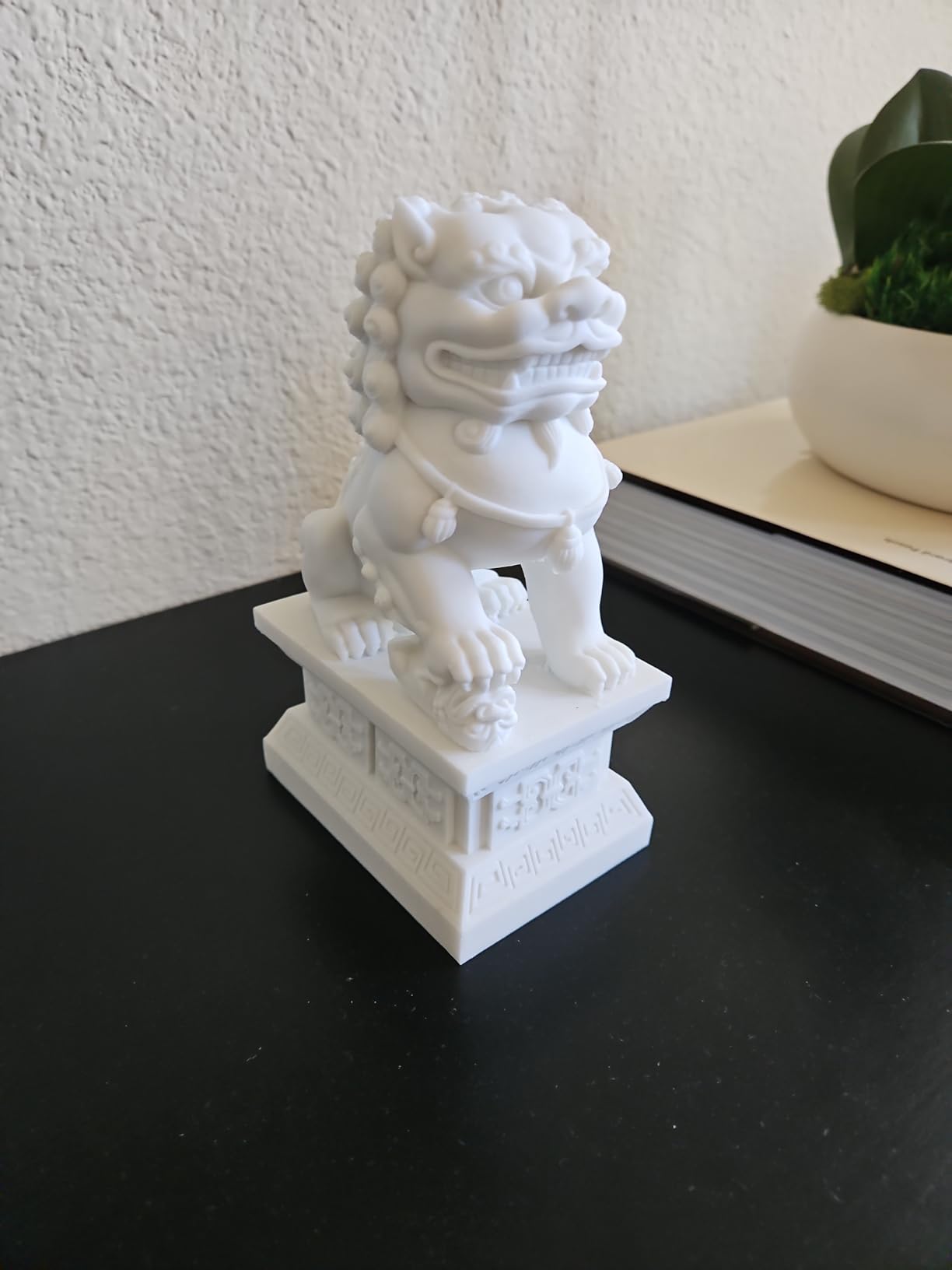 Foo Dogs Guardian Lion Statues, Pair of Feng Shui Fu Dogs Figurine, 7.09 in | White Home Outdoor Decor for Entrance, Housewarming Congratulatory Decor to Ward Off Evil Energy customer photo 1