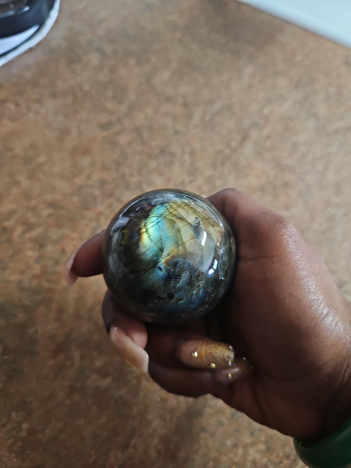 Natural Labradorite Sphere Rock Quartz Crystal Ball Healing Ornament Specimen + Pedestal (200g) customer photo 1