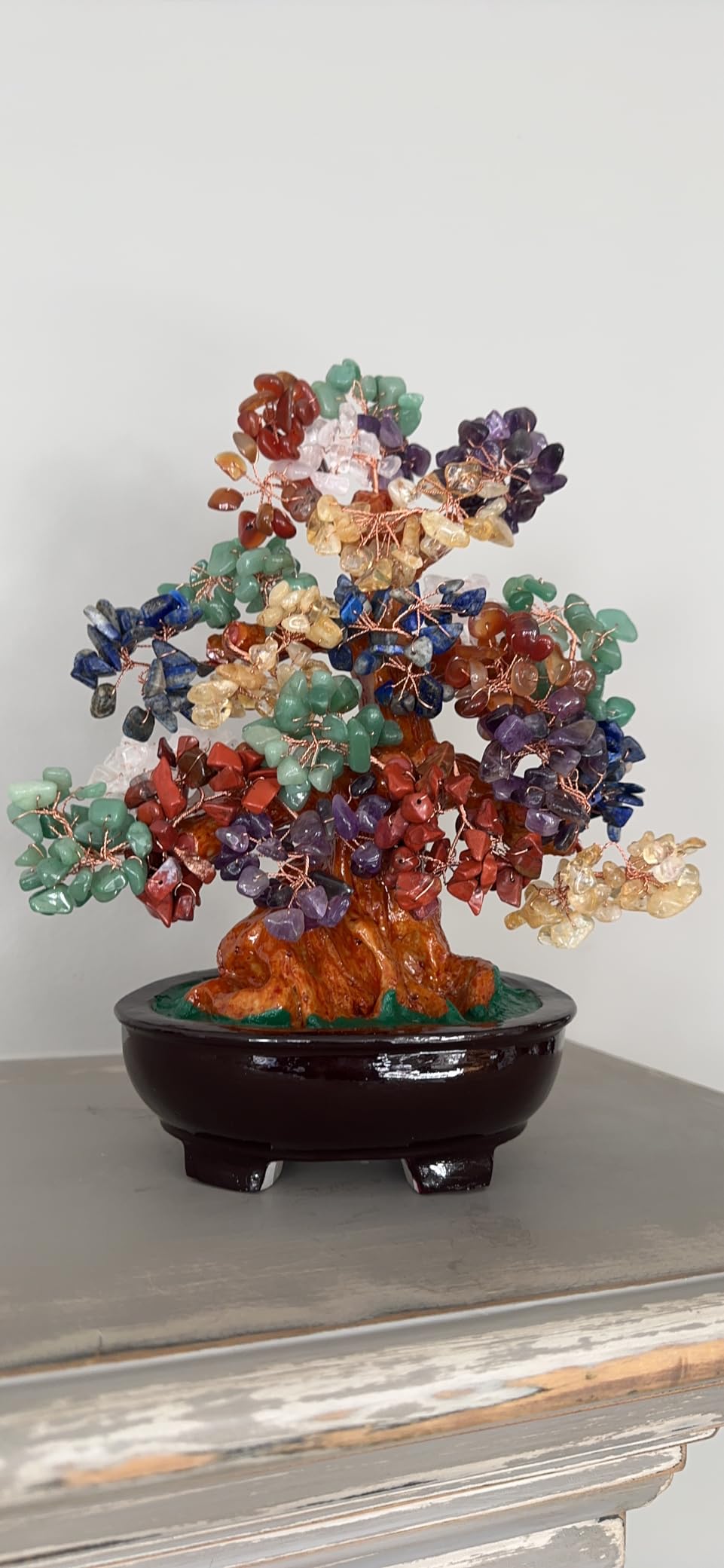 Top Plaza 7 Chakra Crystal Tree Handmade Bonsai Tree, 10 Inch | Healing Tree Life Feng Shui Good Luck Wealth Money Tree Decor Business Gift Office Home Decoration customer photo 1
