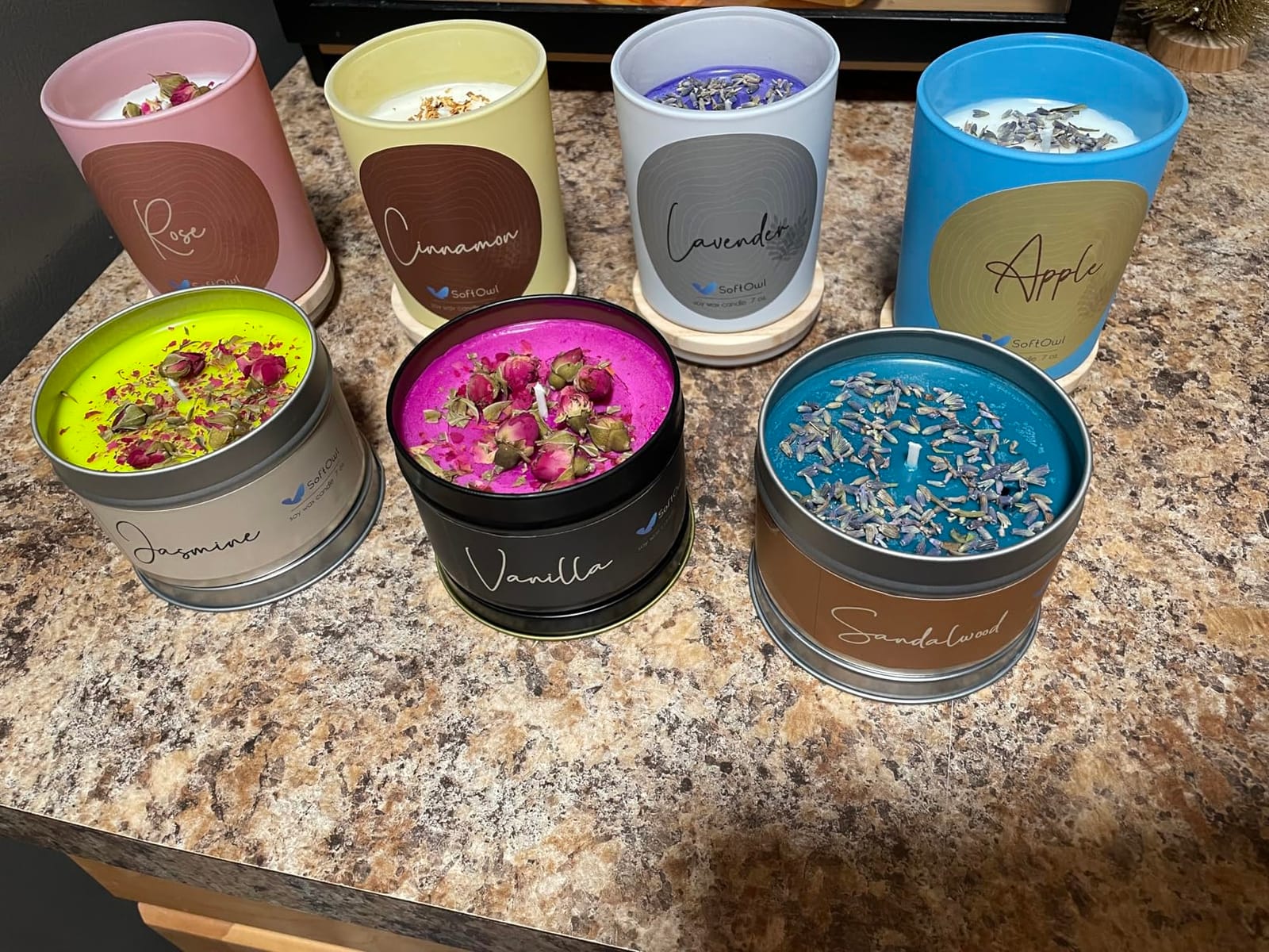 SoftOwl Premium Soy Candle Making Kit - Full Set - Soy Wax, Big 7oz Jars & Tins, 7 Pleasant Scents, Color Dyes & More - Perfect as Home Decorations - DIY Starter Scented Candles Making Kit customer photo 1