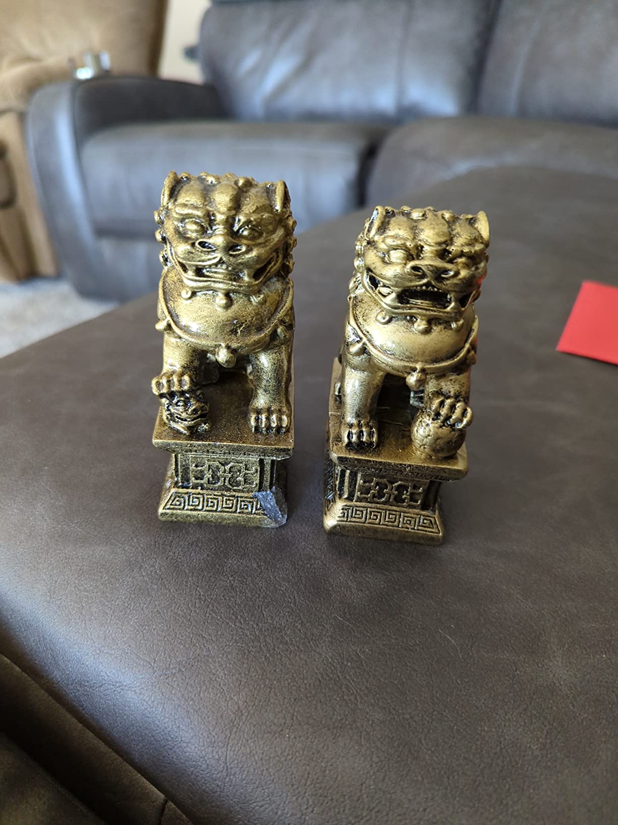 Foo Dogs Guardian Lion Statues - Pair of Fengshui Fu Dogs Figurine | Housewarming Congratulatory to Ward Off Evil Energy Tabletop Decor Statue customer photo 1