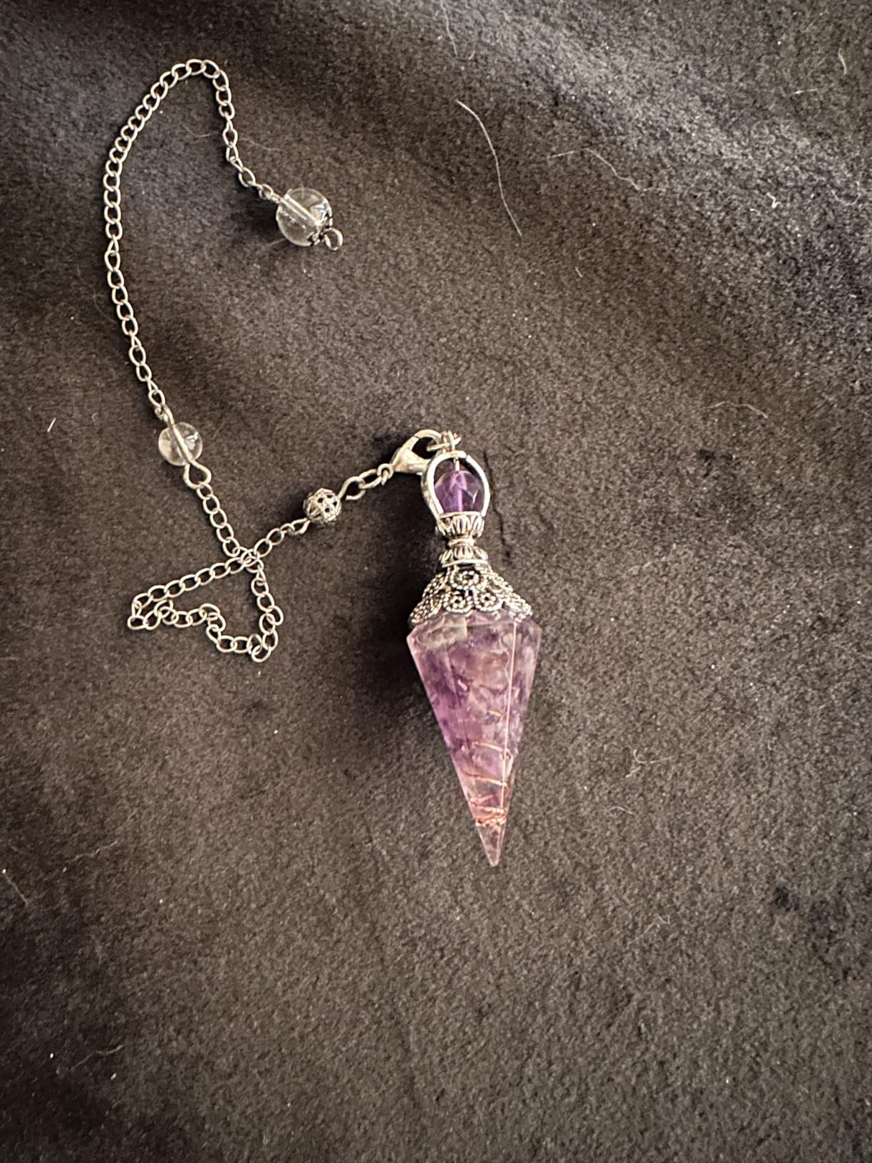 GEHECRST Natural Amethyst Healing Crystal Dowsing Pendulum Reiki Gemstone Chips Orgone Pendulum 6 Faceted Hexagonal Pointed Resin Spiritual Pendant for Divination, Wicca, Energy Balancing customer photo 2