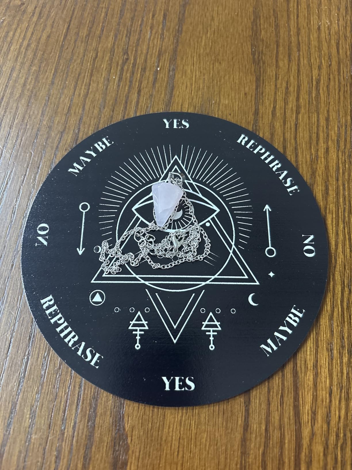 Jetec Pendulum Board Set Wooden Dowsing Divination Board Metaphysical Message with Crystal Divinity Pendulum Necklace for Witchcraft Wiccan Wand Altar Supplies, 3.9 Inch(Black) customer photo 1