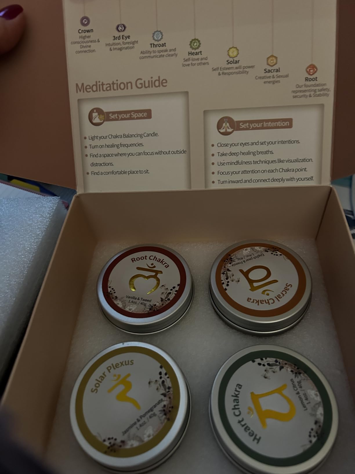 Inspireyes Chakra Candles Set of 7, Meditation Crystal Scented Candles Gift Set for Women, Spiritual Healing Candles for Promotes Positive Energy, Yoga, Cleansing, Manifesting, Relaxation customer photo 2