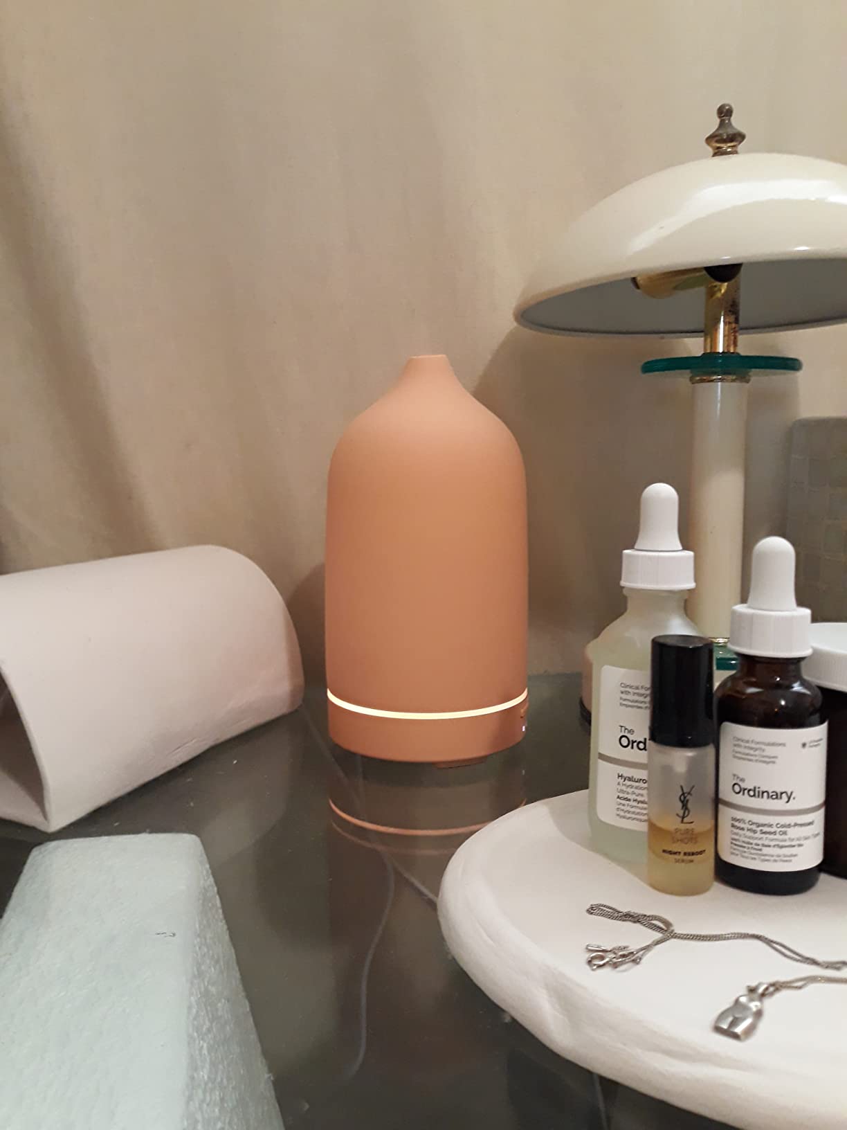 Stone Diffuser, Ceramic Essential Oil Diffuser, Humidifier 160ml Ultrasonic Oil Diffuser for Aromatherapy (White) customer photo 1
