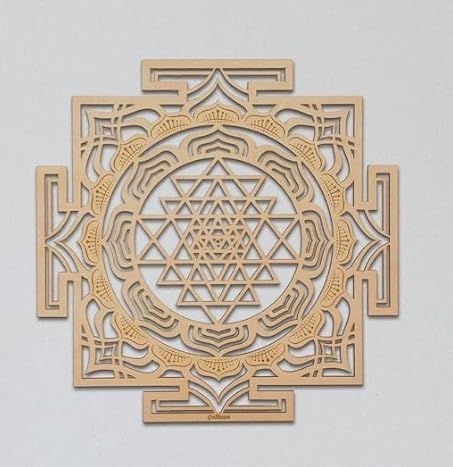 Qallicon 11.5'' Sri Yantra Wall Decor, Mandala Sacred Geometry Wall Art, Crystal Grid Chakra Wooden Yoga Art, Meditation Altar Zen Decor Spiritual Gifts customer photo 1