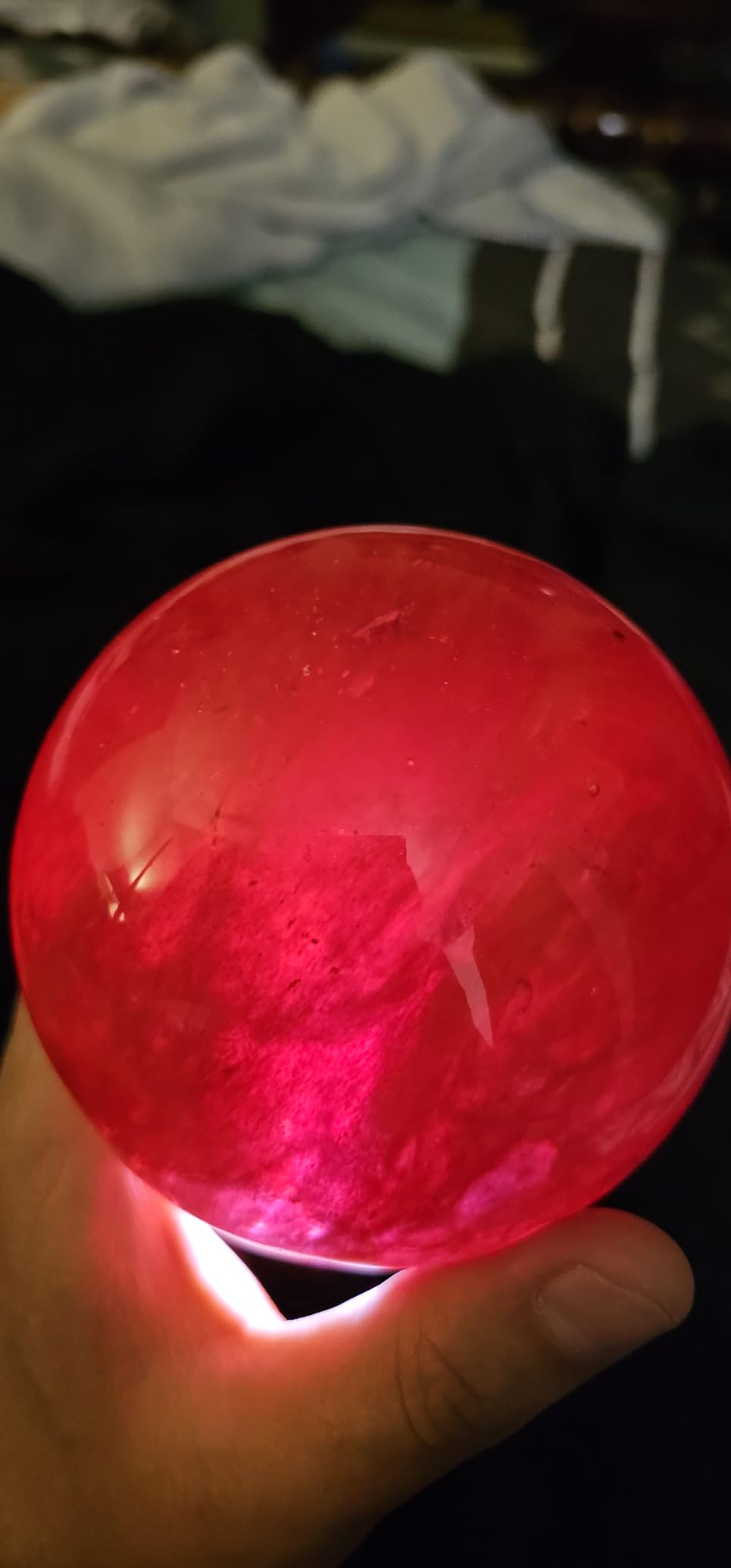 GYKLE 4 Inch Red Crystal Ball with Stand, Large Natural Crystal Ruby Sphere | for Meditation, Healing, Feng Shui, Divination, Home Decoration, Gift Box customer photo 1