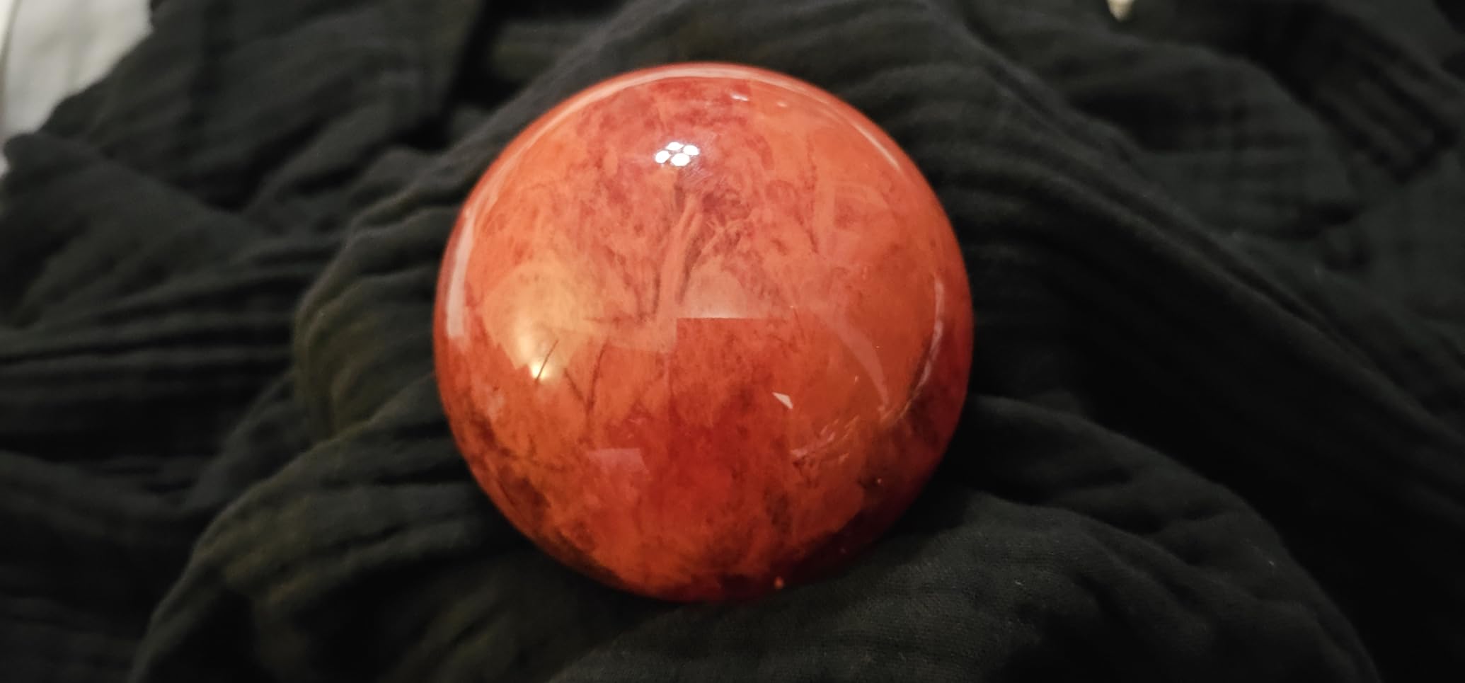 GYKLE 4 Inch Red Crystal Ball with Stand, Large Natural Crystal Ruby Sphere | for Meditation, Healing, Feng Shui, Divination, Home Decoration, Gift Box customer photo 2
