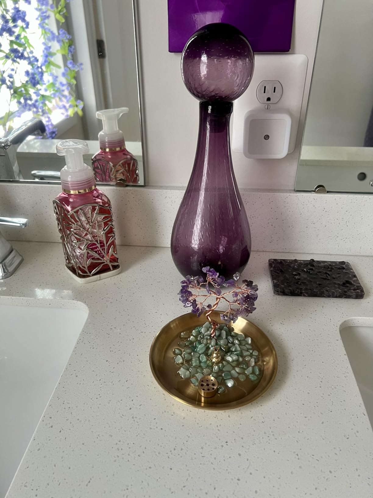 Incense Holder for Sticks, Healing Crystal Stone Money Tree Incense Burner, Ash Catcher for Yoga, Meditation and Home Decor customer photo 2
