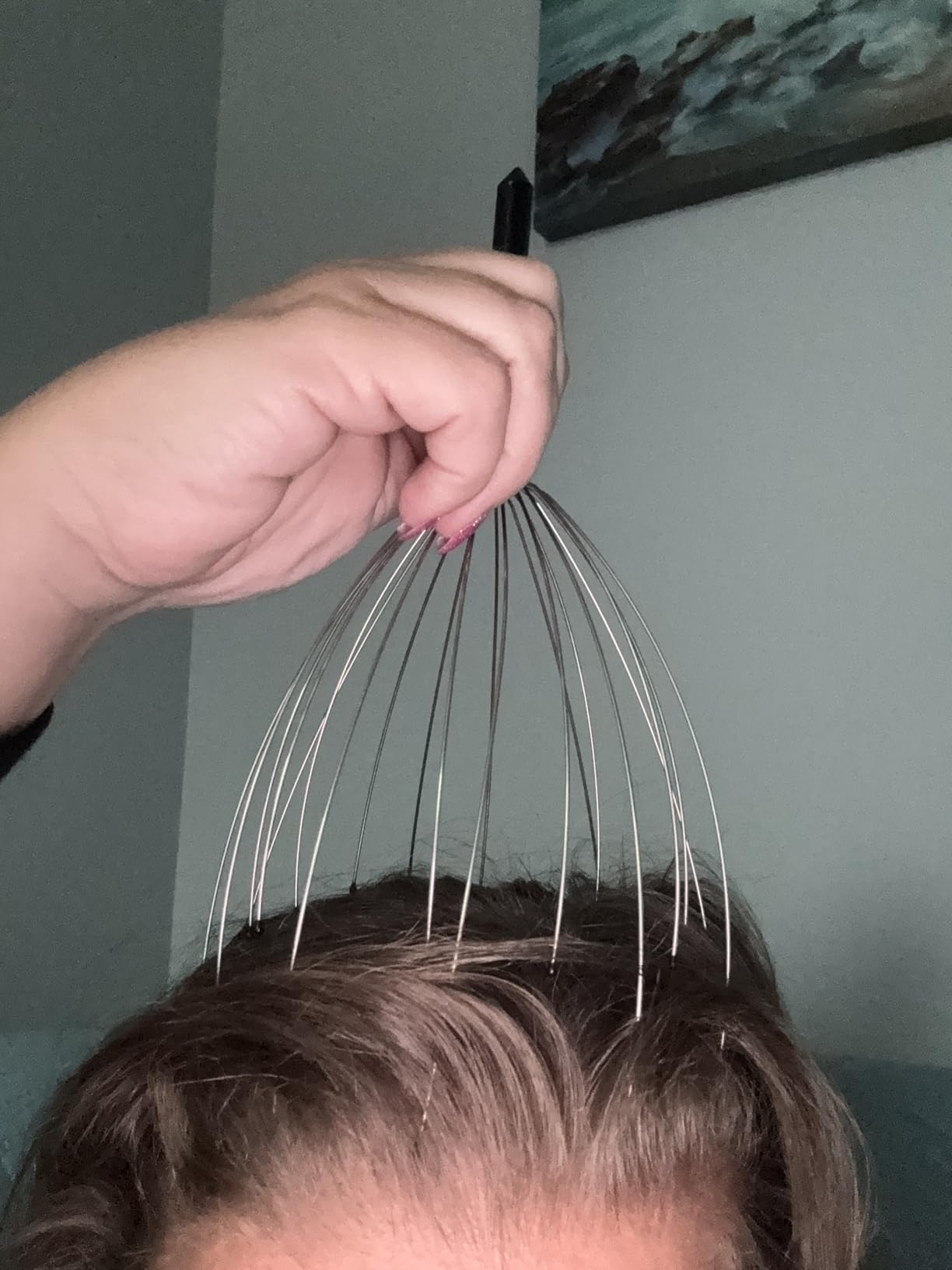 USAGA Head Massager Scalp Massager 20 Fingers Head Scratcher for Head Body Relaxing (Black & Black) customer photo 2