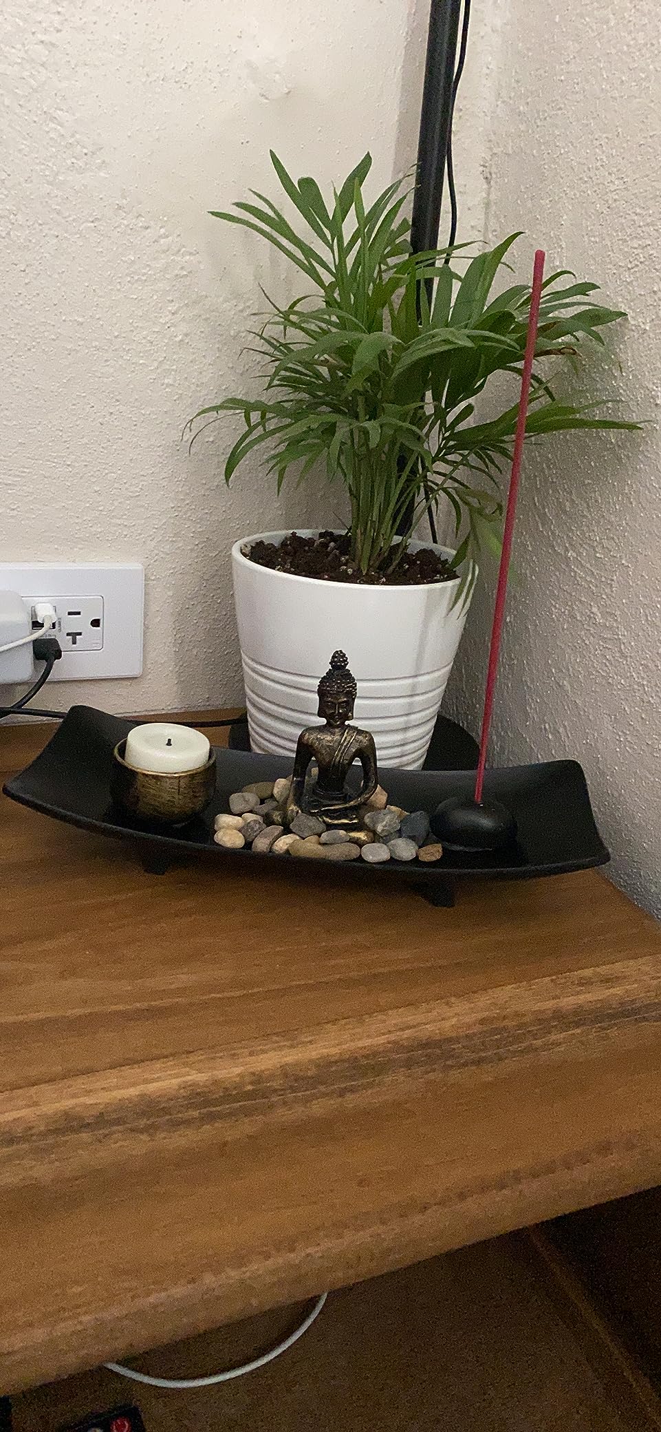 Jovivi Zen Garden Set Buddha Statue w/Tealight Candle Holder, Rocks & Incense Burner Holder & Wood Tray for Yoga Meditation Home Table Decor Gift customer photo 2