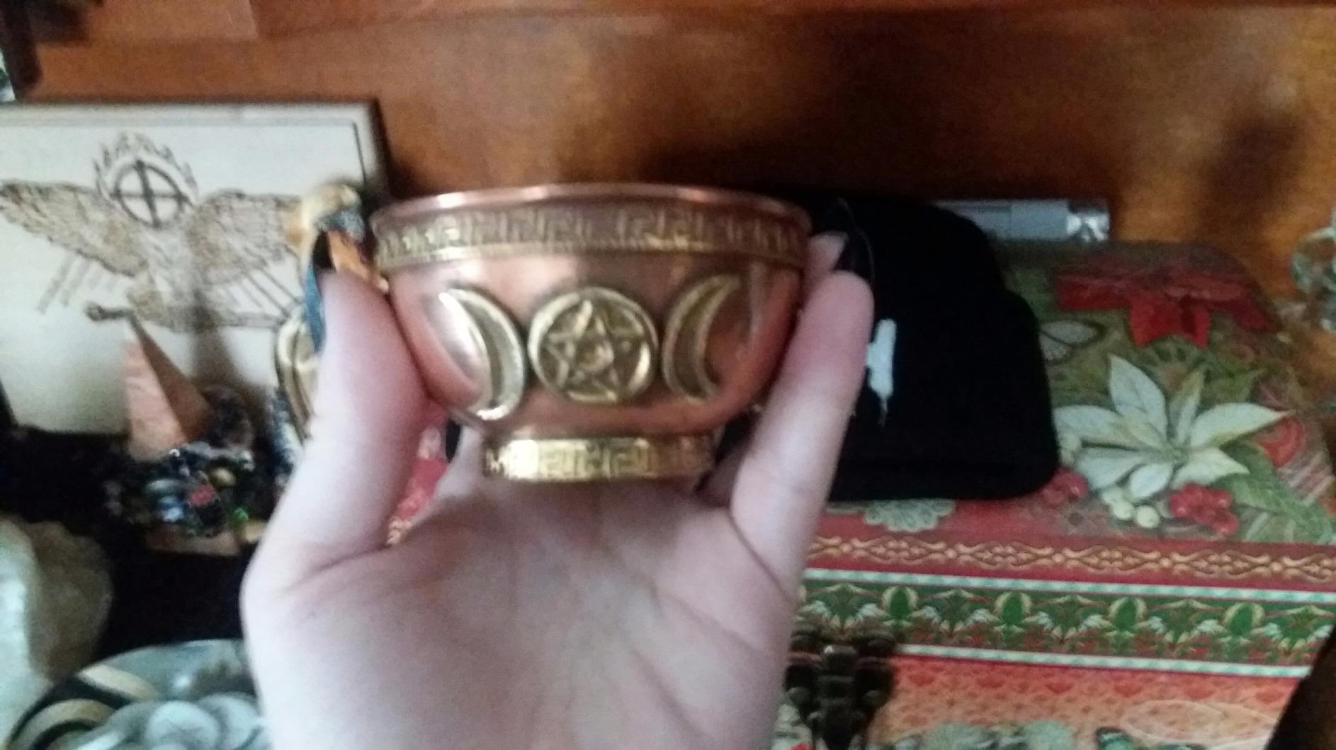 Copper Offering Bowl, 3 Inch Diameter, Tree of Life - Altar, Ritual, Incense Burner, Smudging, Decoration customer photo 2