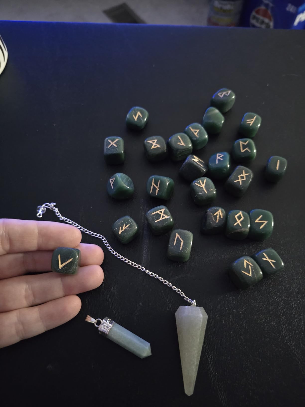 Runes, 25pcs Rune Stone With Engraved Elder Futhark, Wiccan Supplies and Tools, Pendulum Crystal, Indian Natural Stone Runes, Rune Stones, Witch Kit, Spiritual Gifts customer photo 1