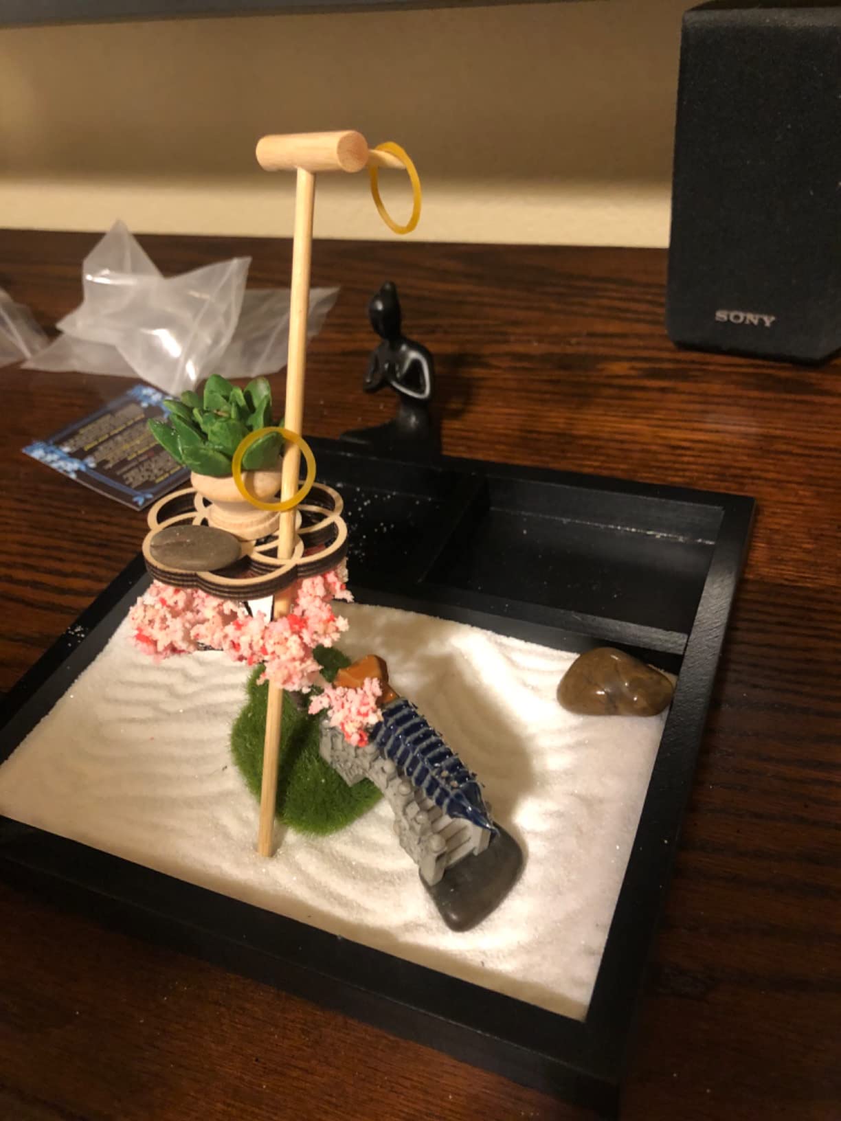 BangBangDa Desktop Meditation Yoga Zen Garden Kit Japanese Tabletop Rock Sand Chakra Shrine Altar Japanese Zen Decor Home Office Desk Zen Gifts for Women Man Birthday w/Rake Tool Accessories Bonsai customer photo 1