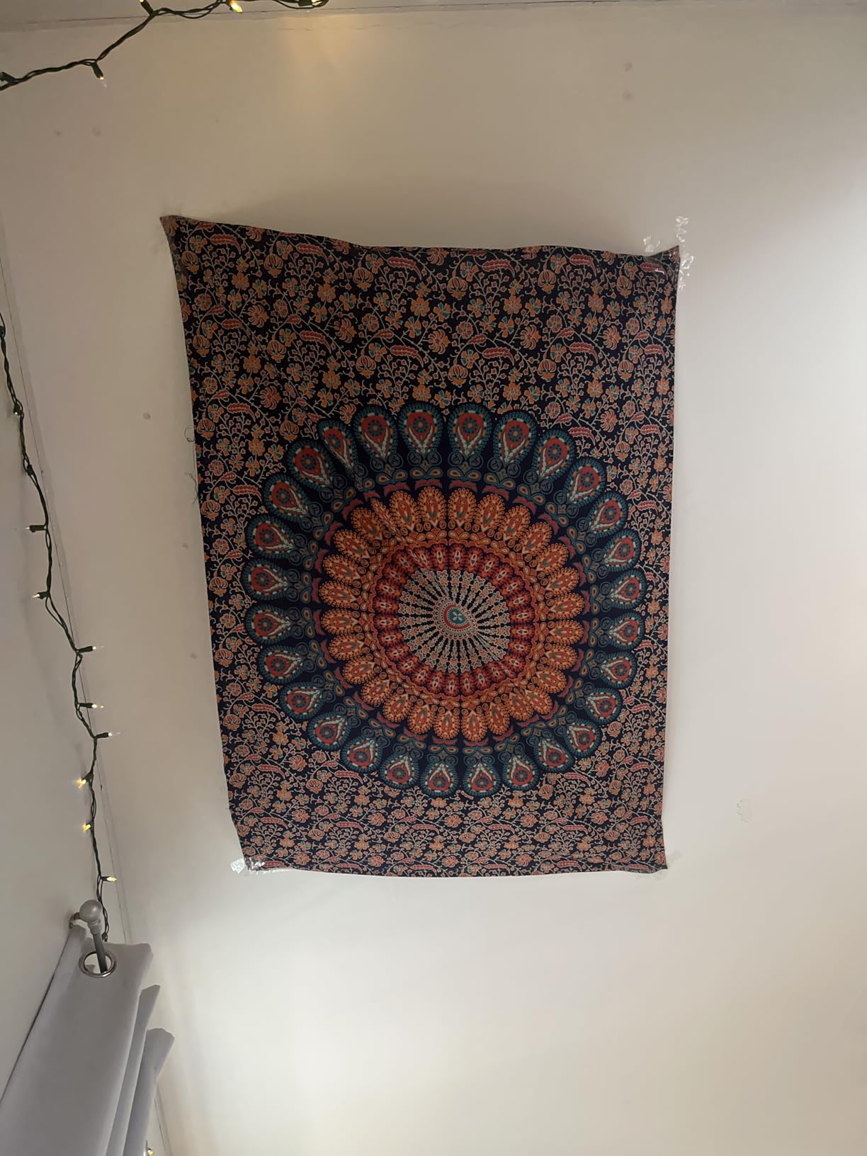 Popular Handicrafts Hippie Mandala Tapestry Wall Hanging - Indian Peacock Maditation Gypsy Bohemian Hippy Psychedelic Dorm Room Decor Poster Maroon Yellow 54 x 60 Inch customer photo 1