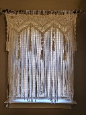 Mkono Macrame Wall Hanging Large Boho Decor Woven Wall Tapestry Chic Art Tassel Christmas Decoration for Backdrop over Bed Bedroom Nursery Dorm Classroom, Including Hanging Rod, 33''W x 42''H customer photo 2