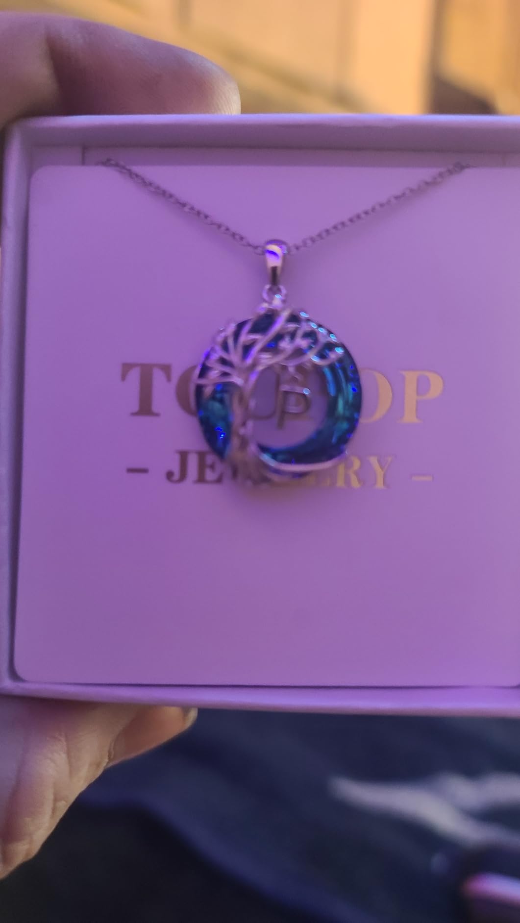 TOUPOP Gifts for Women Tree of Life Initial Necklace 925 Sterling Silver Letter Pendant with Blue Crystal Birthday Jewelry Gifts for Women Her Mom Wife Daughter customer photo 1