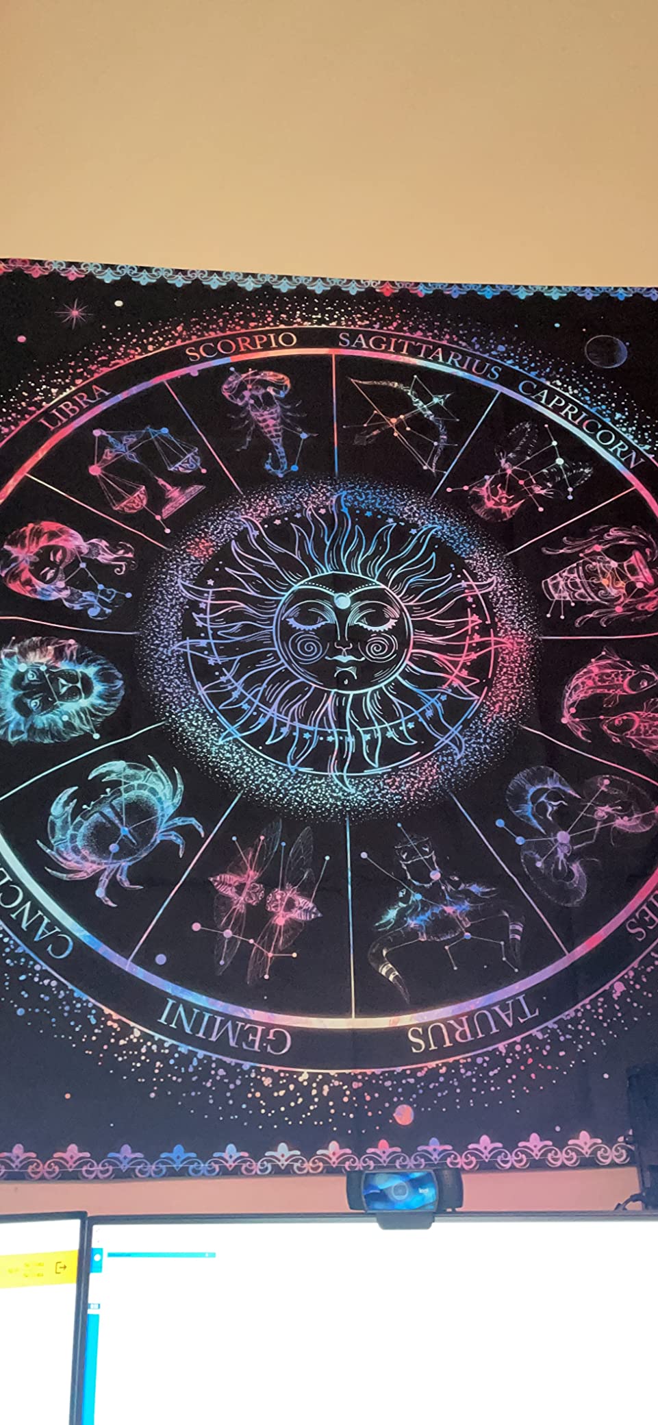 DESIHOM 12 Constellation Zodiac Trippy Psychedelic Sun Tapestry for Bedroom Living Room Dorm Decor 59x51 Inch customer photo 1